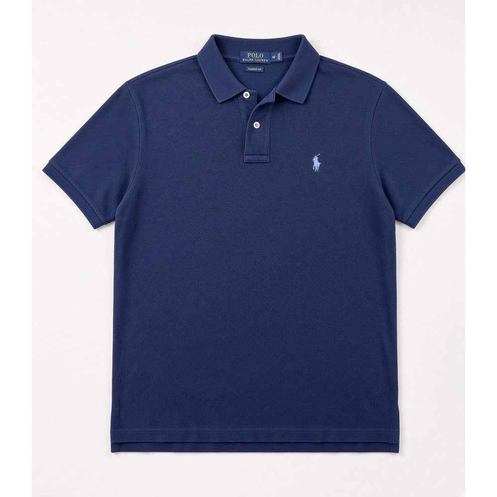 Polo Ralph Lauren Classic Fit Cotton Mesh Piqué Pony Logo Polo Shirt Navy Blue M